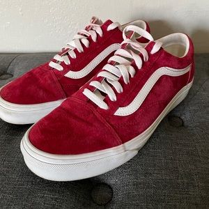 Vans Old Skool, red suede, size 8.5